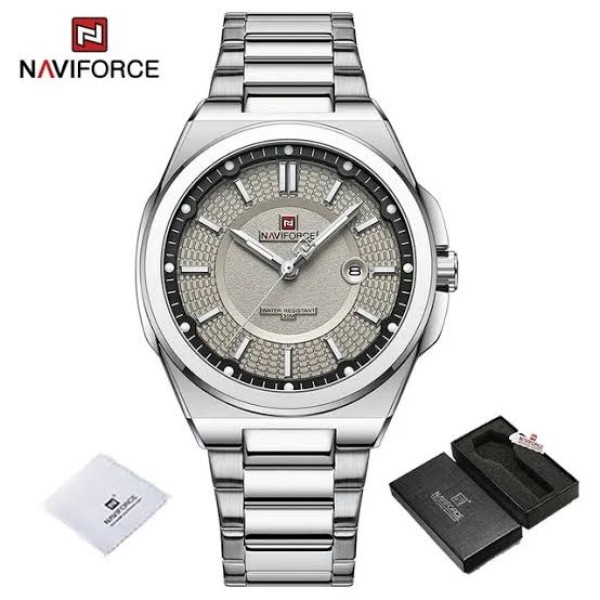 Naviforce 9212 Luxury Steelness Steel Men's Watch For- Silver/Gray