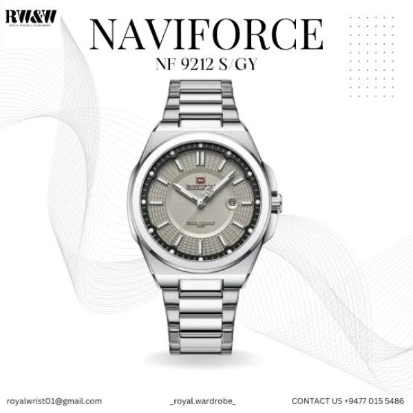 Naviforce 9212 Luxury Steelness Steel Men's Watch For- Silver/Gray