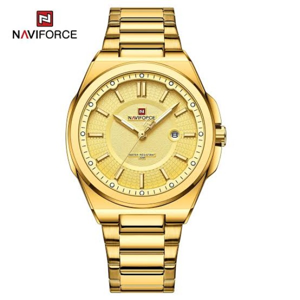 Naviforce 9212 Luxury Steelness Steel Men's Watch For- Golden