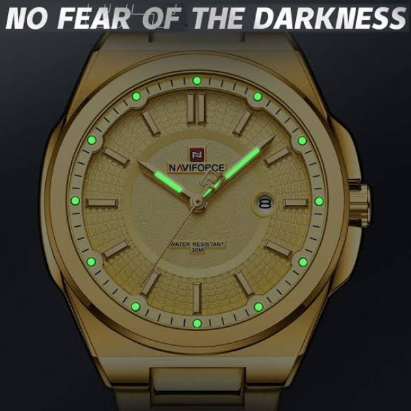 Naviforce 9212 Luxury Steelness Steel Men's Watch For- Golden