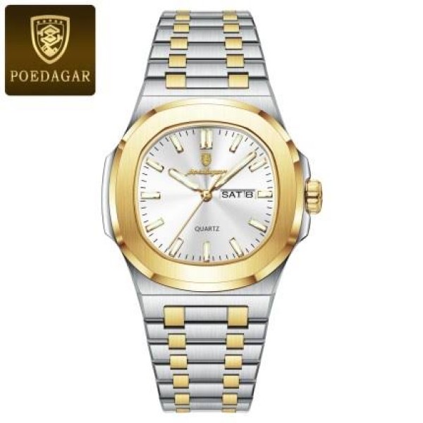 POEDAGAR 853 Luxury Stainless Steel Square Quartz Men's Watch