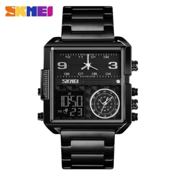 SKMEI 1584 Analog Digital 3 Time Sports Watch Men For-Black