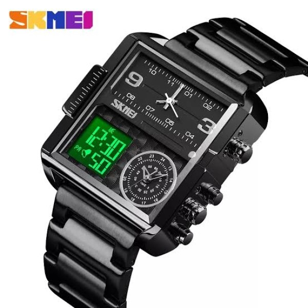 SKMEI 1584 Analog Digital 3 Time Sports Watch Men For-Black