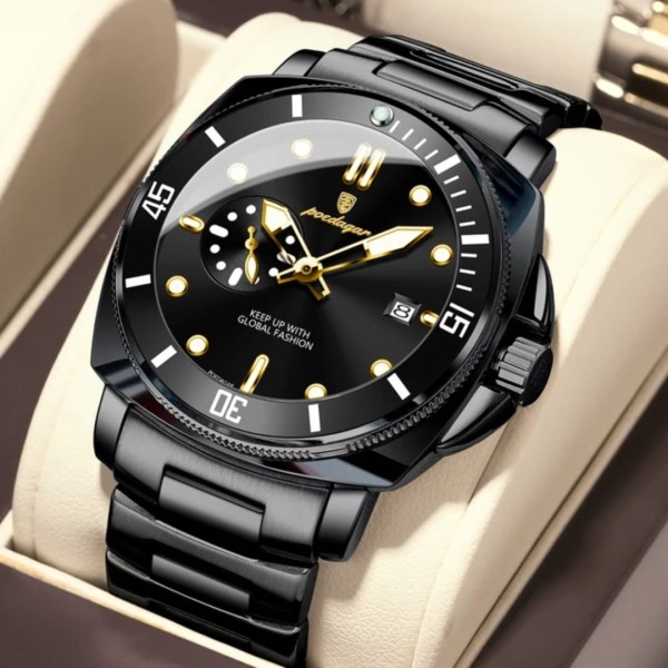 POEDAGAR 873 Men's Quartz Watch For - Black