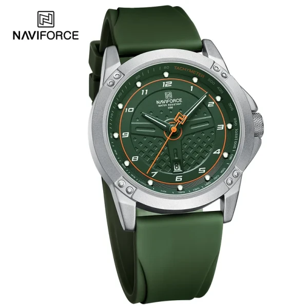 NAVIFORCE 8031 Luxury Silicon Strap Men's Watch - Green