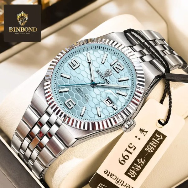 Binbond 8181 Quartz Men's Watch For - Silver & Fest