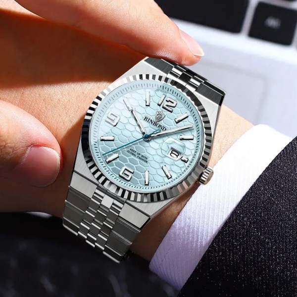 Binbond 8181 Quartz Men's Watch For - Silver & Fest