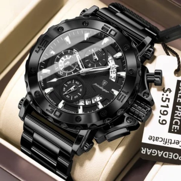 Poedagar 892 Steelness Steel Men's Watch – Black