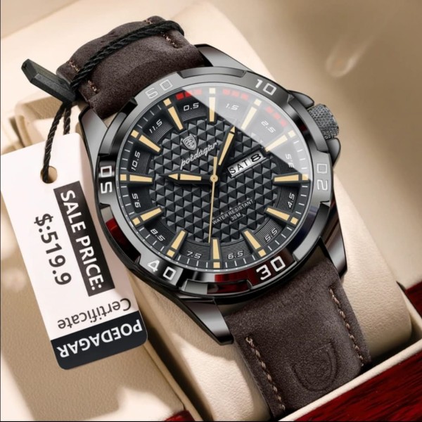 POEDAGAR 895 Luxury Sports Waterproof Men's Watch -Chocolate