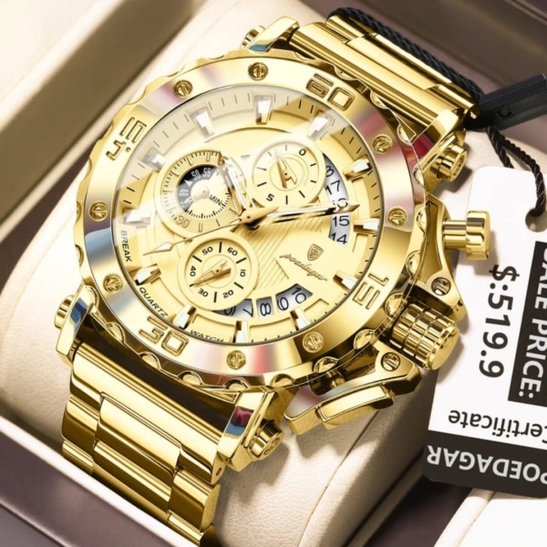 Poedagar 892 Steelness Steel Men's Watch – Golden