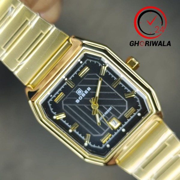 SOBER JC001 Steelness steel Men's Watch For- Golden & Black