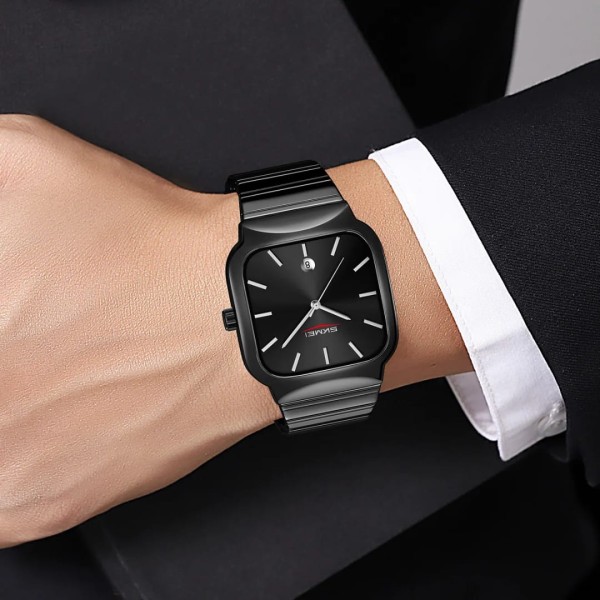 SKMEI 9361 Steelness steel Men's Watch For- Black