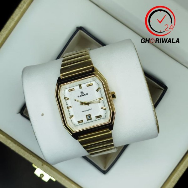 SOBER JC001 Steelness steel Men's Watch For- Golden & White