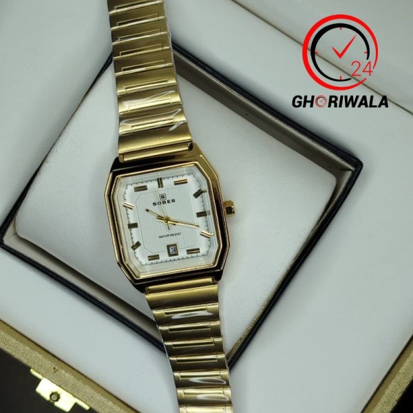 SOBER JC001 Steelness steel Men's Watch For- Golden & White