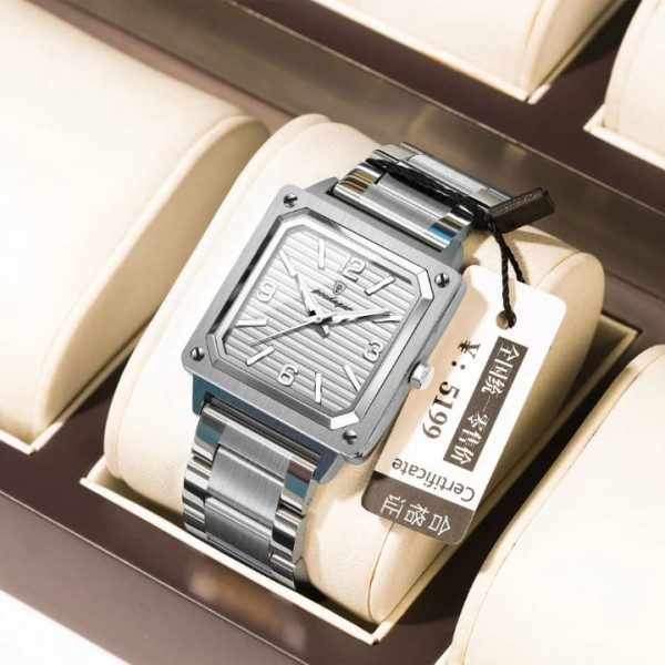 POEDAGAR 870 Luxury Elegant Men’s Watch -Silver & White