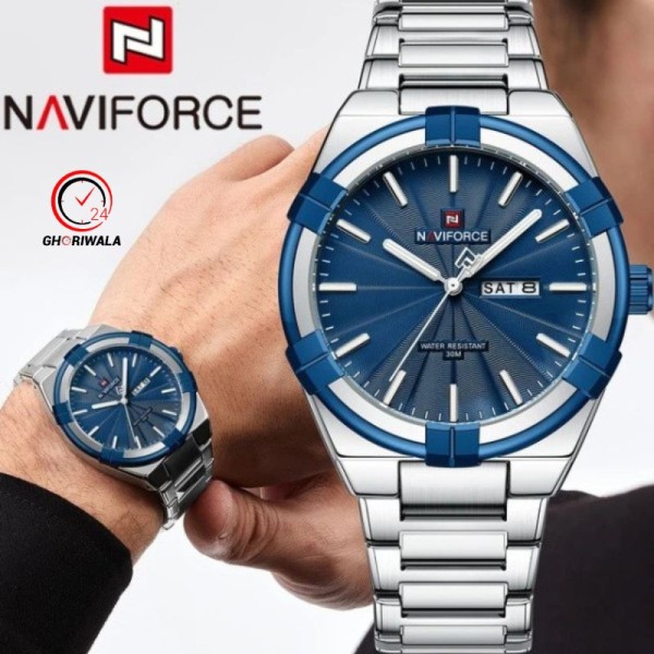 NAVIFORCE 9218 Watch Stainless Steel Men- Silver / Blue