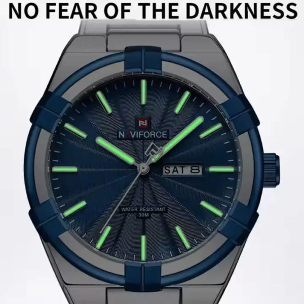 NAVIFORCE 9218 Watch Stainless Steel Men- Silver / Blue