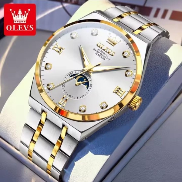 OLEVS 7069 Mechanical Stainless Steel Men's watch - White