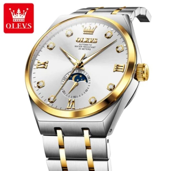 OLEVS 7069 Mechanical Stainless Steel Men's watch - White