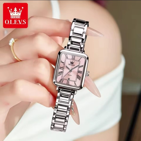 OLEVS 5641 Stainless Steel Women's Watch -Silver & Pink