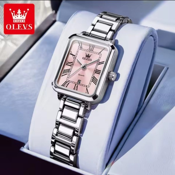 OLEVS 5641 Stainless Steel Women's Watch -Silver & Pink