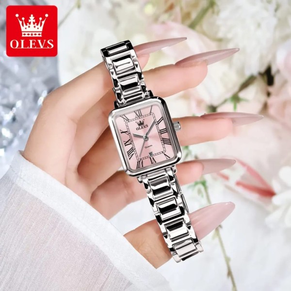 OLEVS 5641 Stainless Steel Women's Watch -Silver & Pink