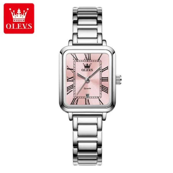 OLEVS 5641 Stainless Steel Women's Watch -Silver & Pink