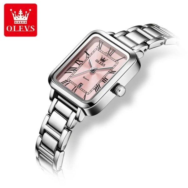 OLEVS 5641 Stainless Steel Women's Watch -Silver & Pink