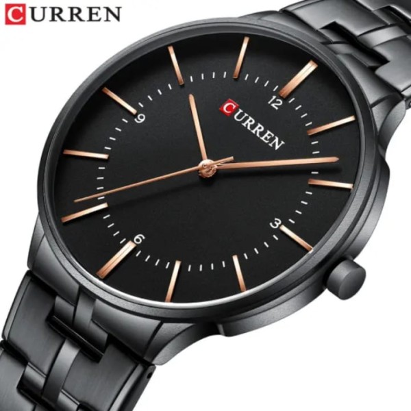 CURREN 8321 Stainless Steel Quartz Men's Watch - Black