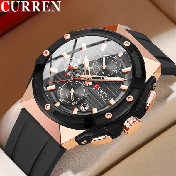 CURREN 8462 Luxury Chronograph Men's Watch - Rose Gold & Black