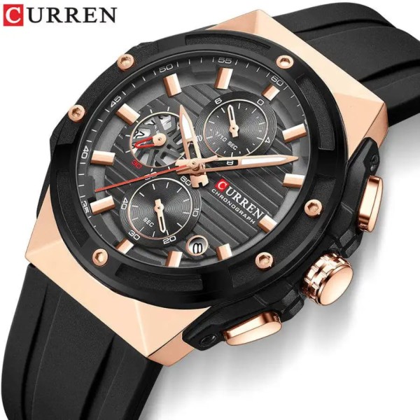 CURREN 8462 Luxury Chronograph Men's Watch - Rose Gold & Black