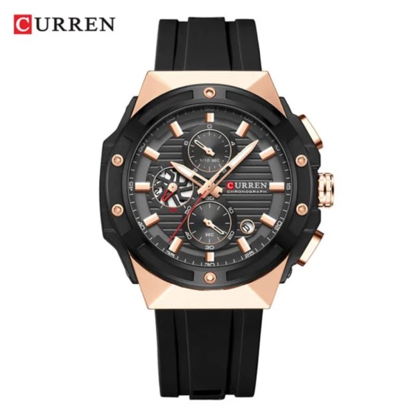 CURREN 8462 Luxury Chronograph Men's Watch - Rose Gold & Black