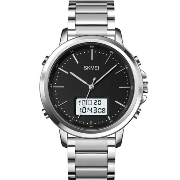 SKMEI 1652 Dual Time Stainless Steel Men's Watch For - Silver
