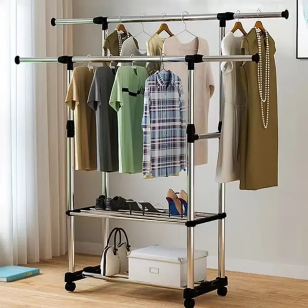 Double pole cloth Rack & 1 Layer Shoe Rack