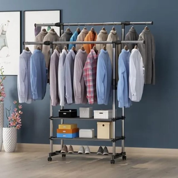 Double pole cloth Rack & 2 Layer Shoe Rack