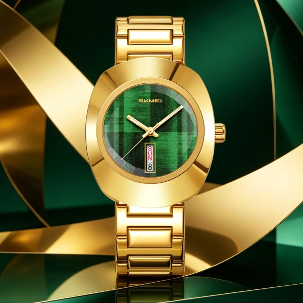 Skmei 9410 Luxury Waterproof Men's Watch - Golden & Green