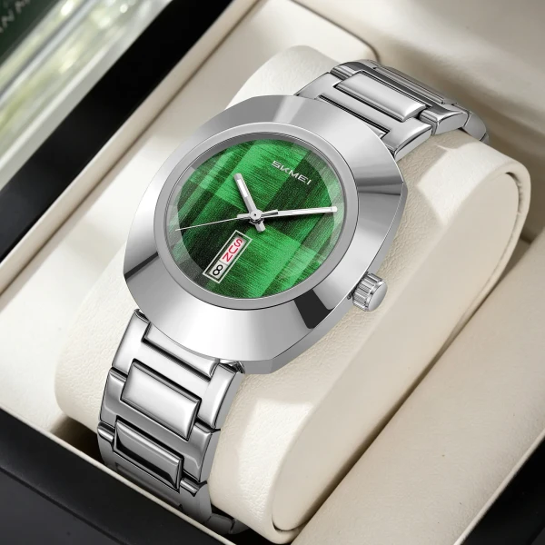 Skmei 9410 Luxury Waterproof Men's Watch - Silver & Green