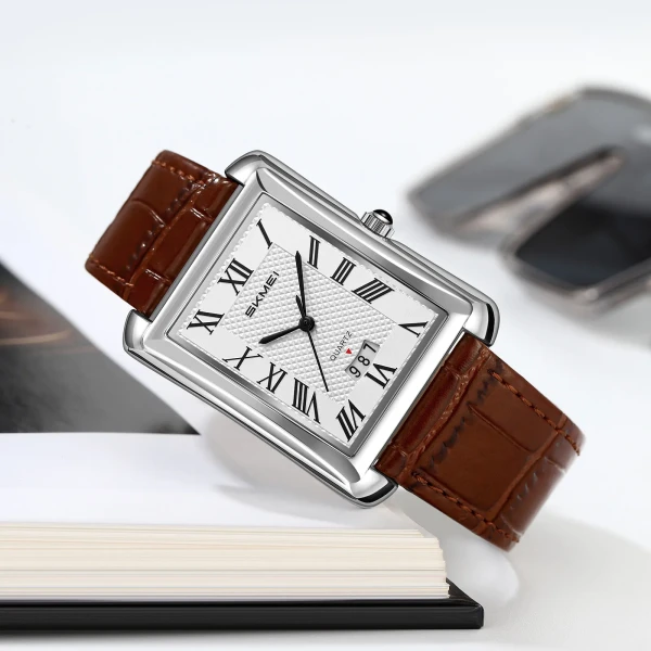 SKMEI 2575 Elegant Business Mens Wrist Watch - Browne & White