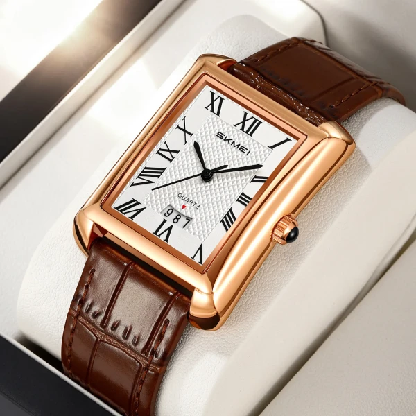 SKMEI 2575 Elegant Business Mens Wrist Watch - Browen & Rose gold