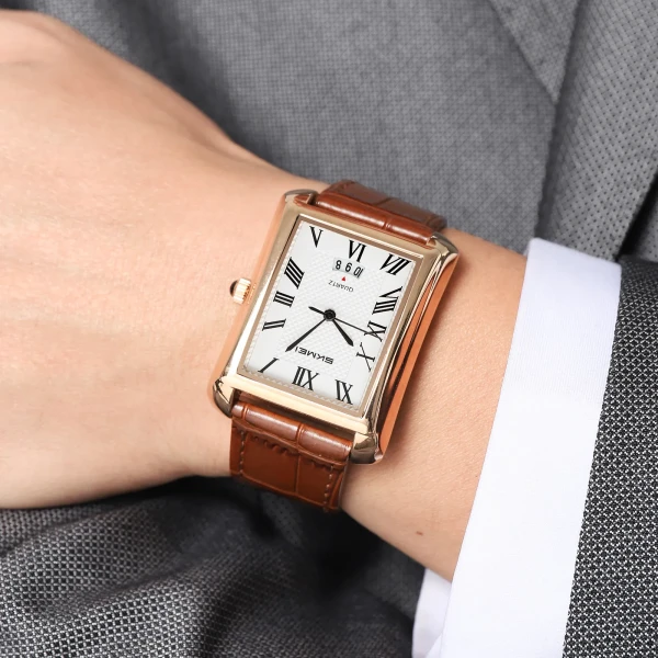 SKMEI 2575 Elegant Business Mens Wrist Watch - Browen & Rose gold