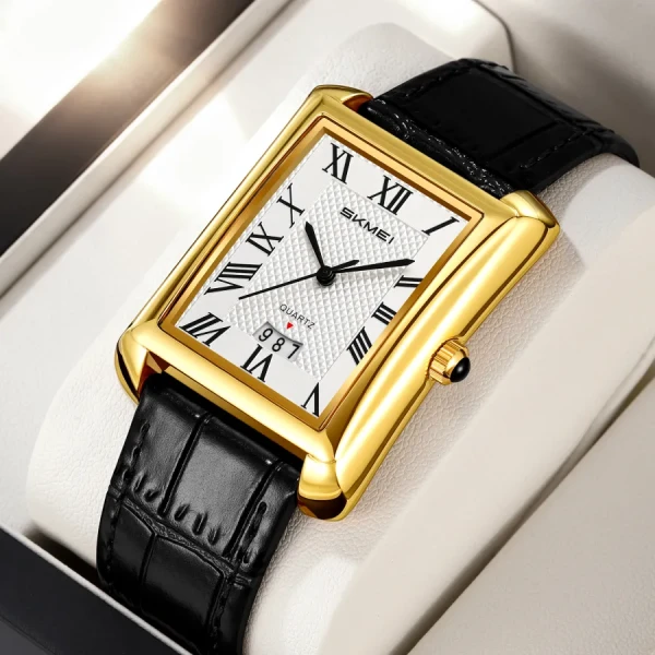 SKMEI 2575 Elegant Business Mens Wrist Watch - Black & Gold & White