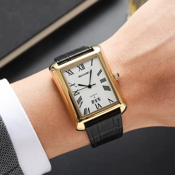 SKMEI 2575 Elegant Business Mens Wrist Watch - Black & Gold & White
