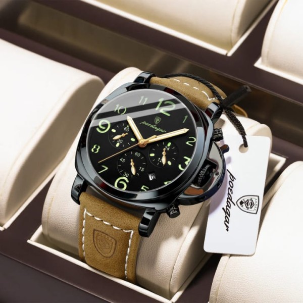 POEDAGAR 859 Luxury Sports Waterproof Luminous Mens Watch - Black