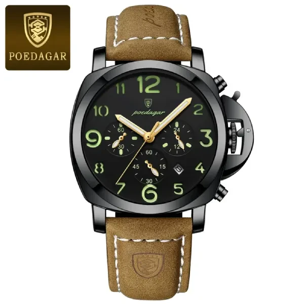 POEDAGAR 859 Luxury Sports Waterproof Luminous Mens Watch - Black