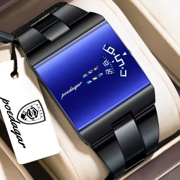 Poedagar 857 Luxury Quartz Watch for Men - Black & Blue