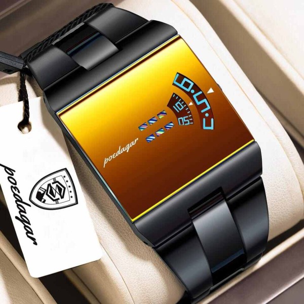 Poedagar 857 Luxury Quartz Watch for Men - Black & Golden