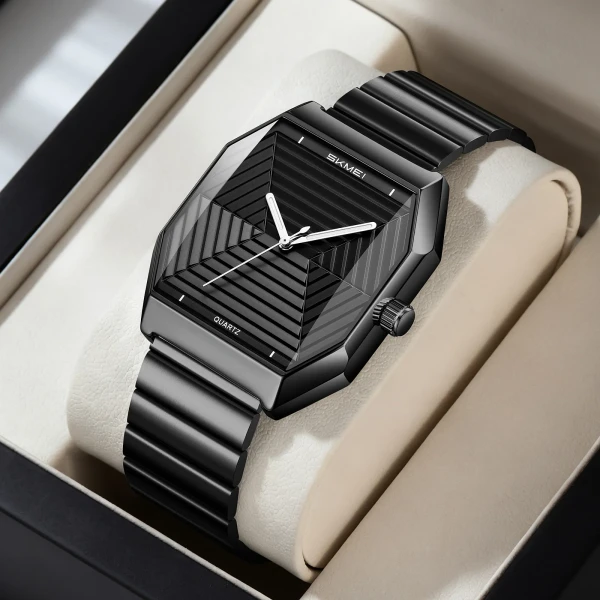 Skmei 9393 Luxury Quartz Watch for Men - Black