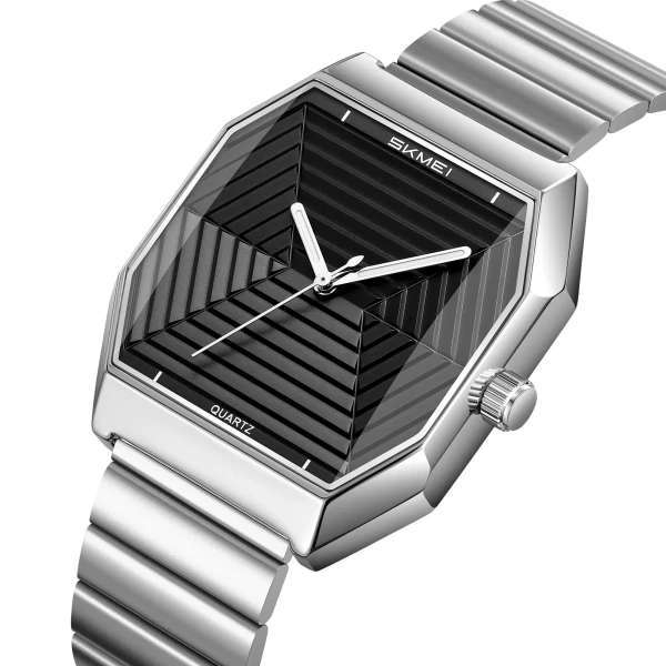Skmei 9393 Luxury Quartz Watch for Men - Silver & Black