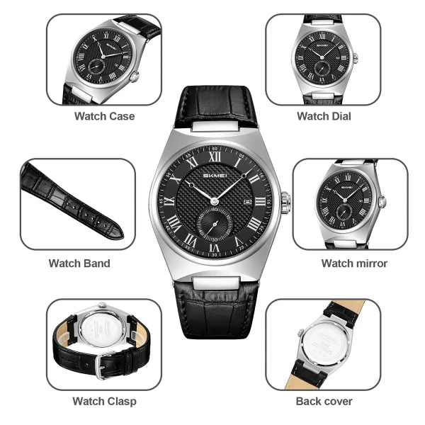 Skmei 9390 Luxury Quartz Watch for Men - Black